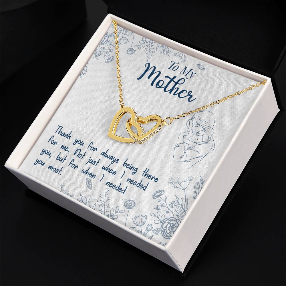 To My Mother - Thank You For Always Being There For Me Interlocking Hearts Necklace