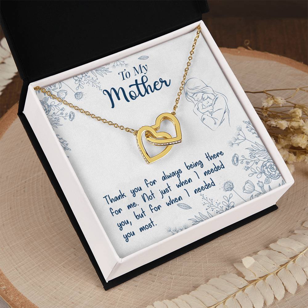 To My Mother - Thank You For Always Being There For Me Interlocking Hearts Necklace