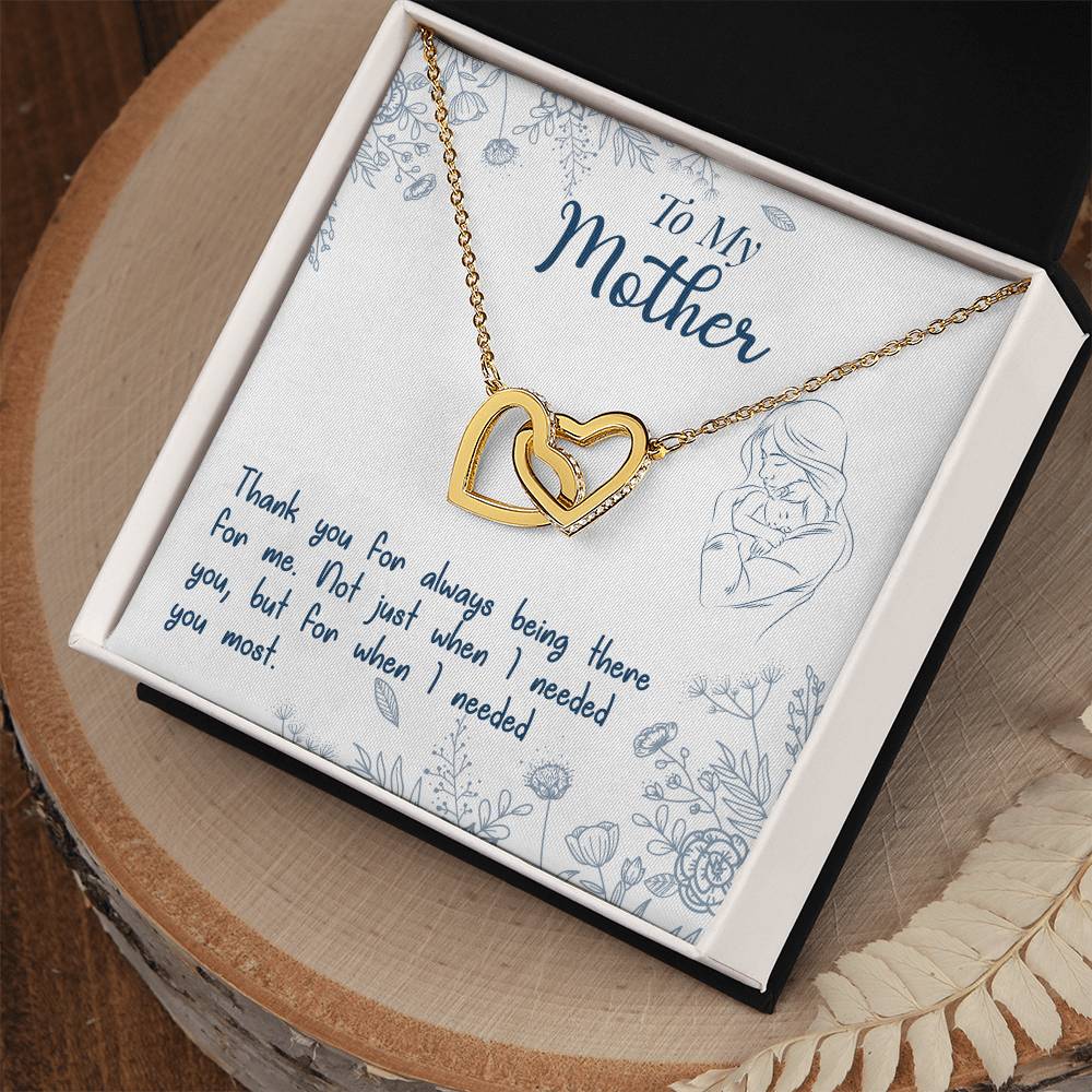 To My Mother - Thank You For Always Being There For Me Interlocking Hearts Necklace