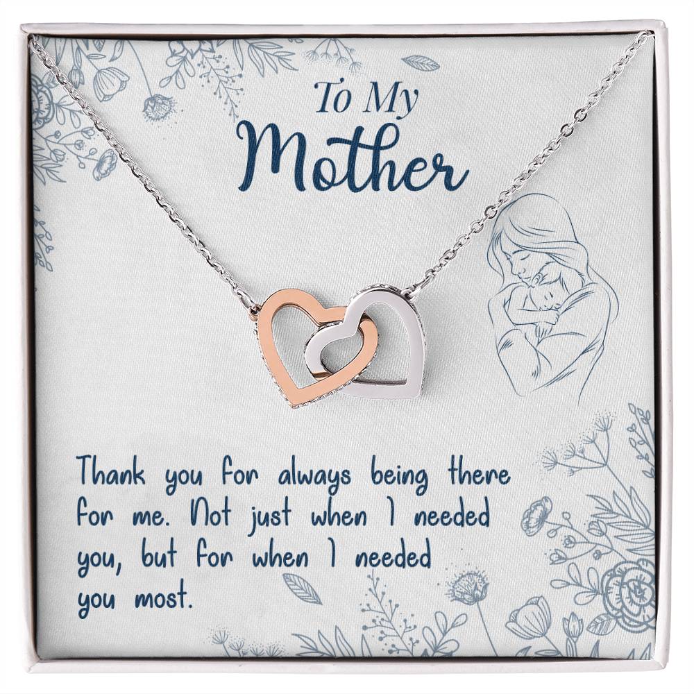 To My Mother - Thank You For Always Being There For Me Interlocking Hearts Necklace