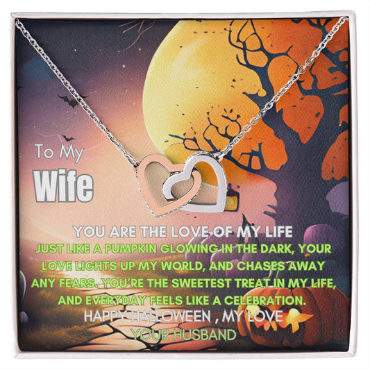 Halloween Gift To Wife Heart Interlocking Necklace