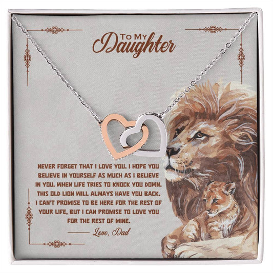 Gift For Daughter Love Dad Interlocking Hearts Necklace Never Forget That I Love You I Hope You Believe In Yourself As Much As I Believe In You