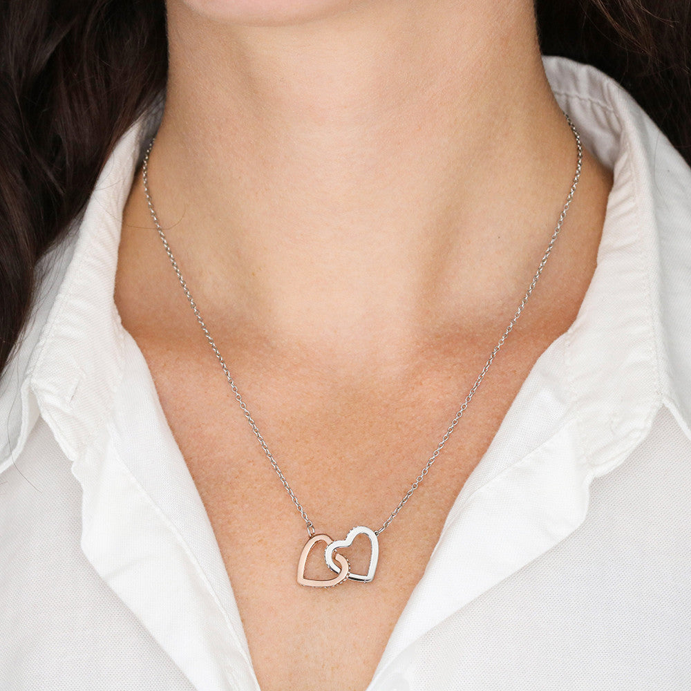 Gift For Daughter Love Mom Or Dad Birthday Interlocking Hearts Necklace I Closed My Eyes For But A Moment and Suddenly A Woman Stood Where A Girl Used To Be