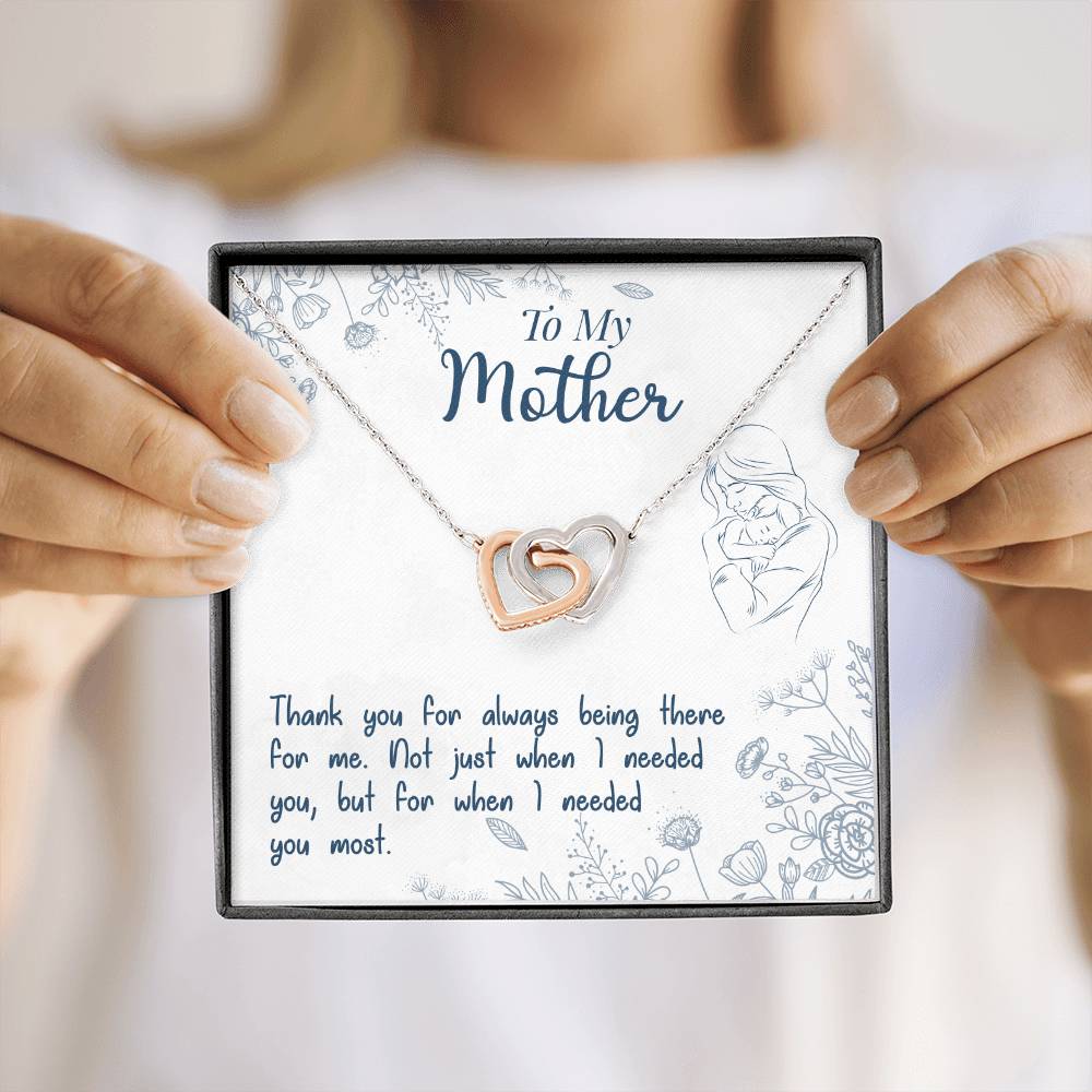 To My Mother - Thank You For Always Being There For Me Interlocking Hearts Necklace