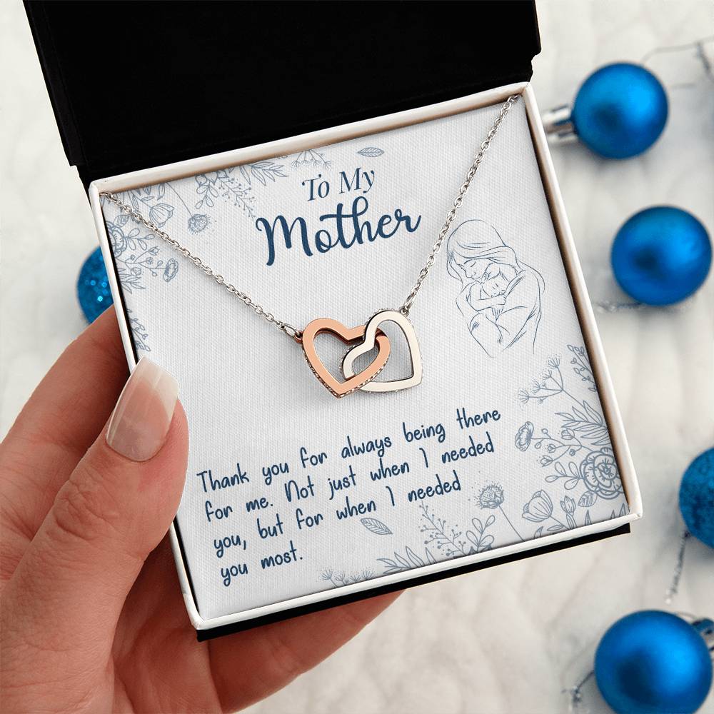 To My Mother - Thank You For Always Being There For Me Interlocking Hearts Necklace