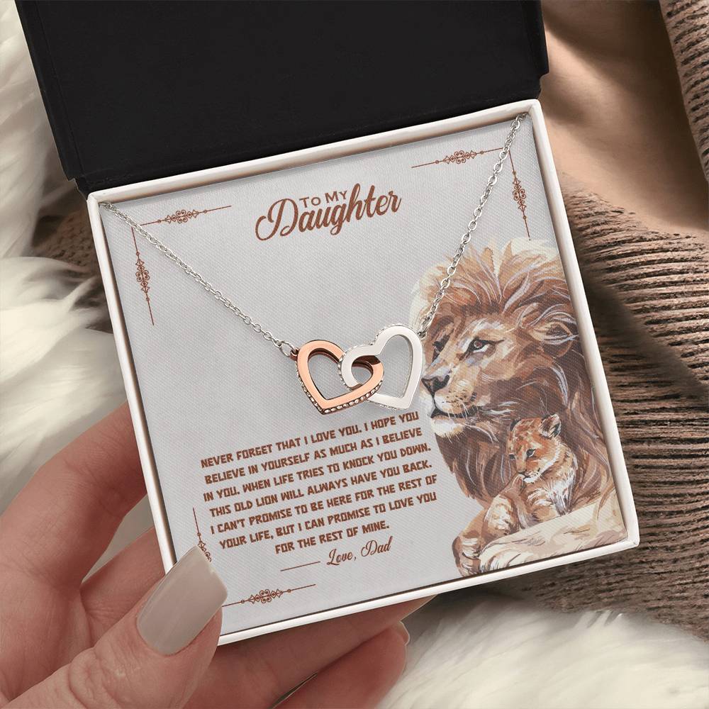 Gift For Daughter Love Dad Interlocking Hearts Necklace Never Forget That I Love You I Hope You Believe In Yourself As Much As I Believe In You