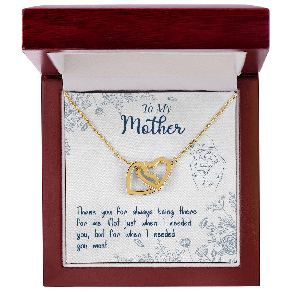 To My Mother - Thank You For Always Being There For Me Interlocking Hearts Necklace