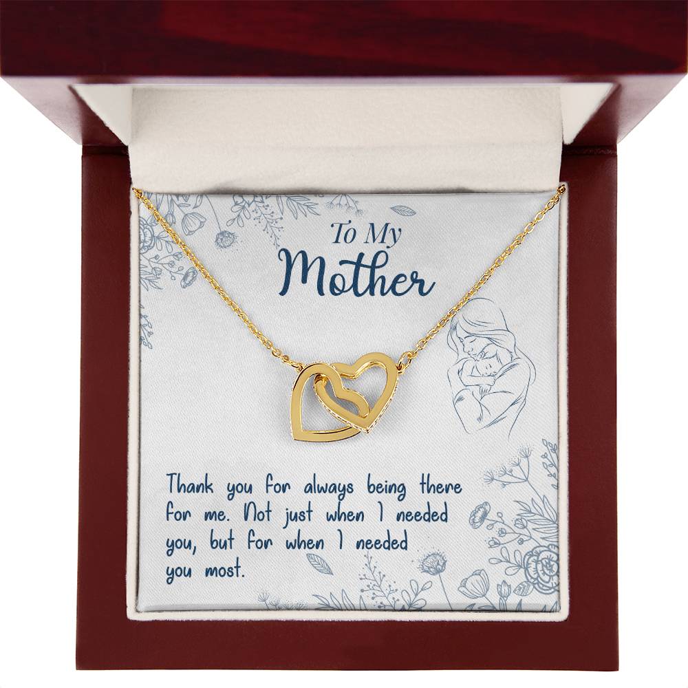 To My Mother - Thank You For Always Being There For Me Interlocking Hearts Necklace