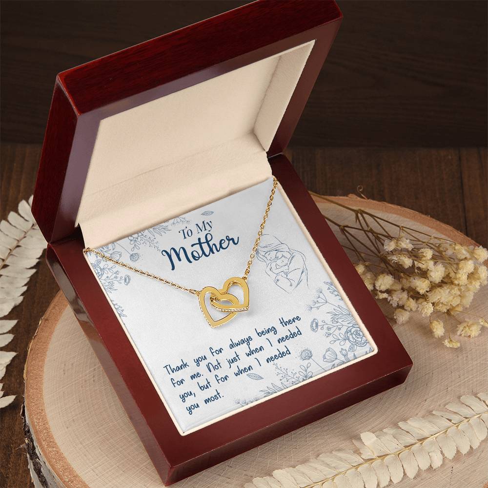 To My Mother - Thank You For Always Being There For Me Interlocking Hearts Necklace