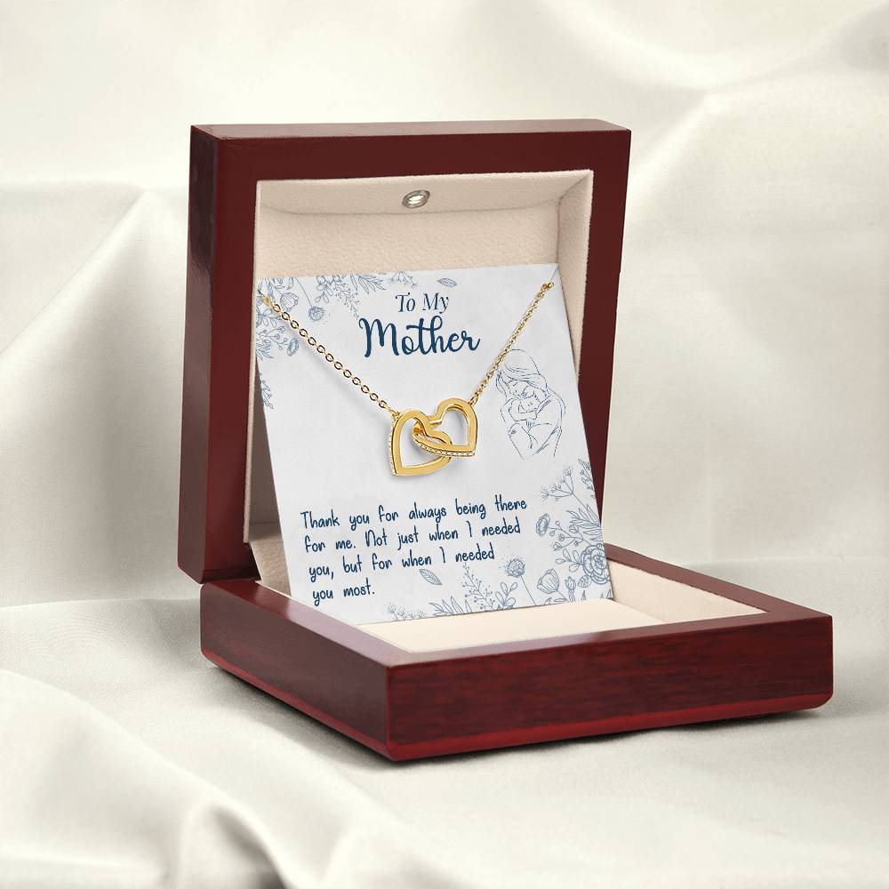 To My Mother - Thank You For Always Being There For Me Interlocking Hearts Necklace