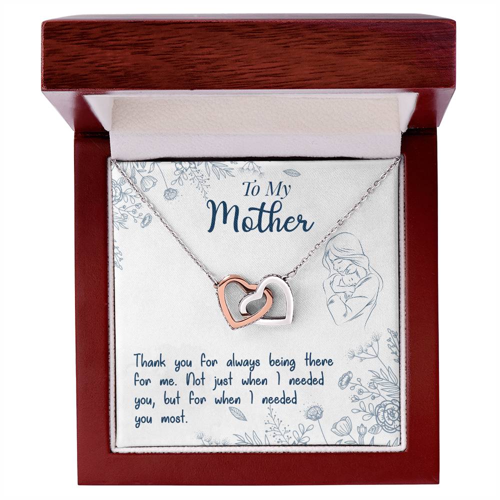 To My Mother - Thank You For Always Being There For Me Interlocking Hearts Necklace