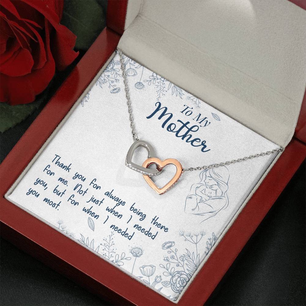 To My Mother - Thank You For Always Being There For Me Interlocking Hearts Necklace