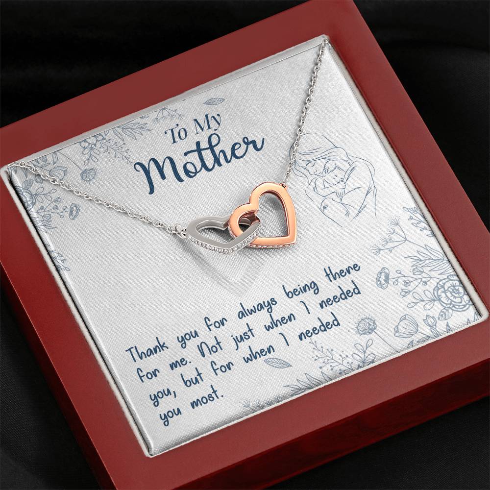 To My Mother - Thank You For Always Being There For Me Interlocking Hearts Necklace