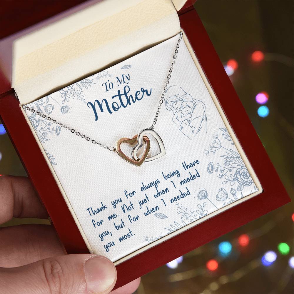 To My Mother - Thank You For Always Being There For Me Interlocking Hearts Necklace