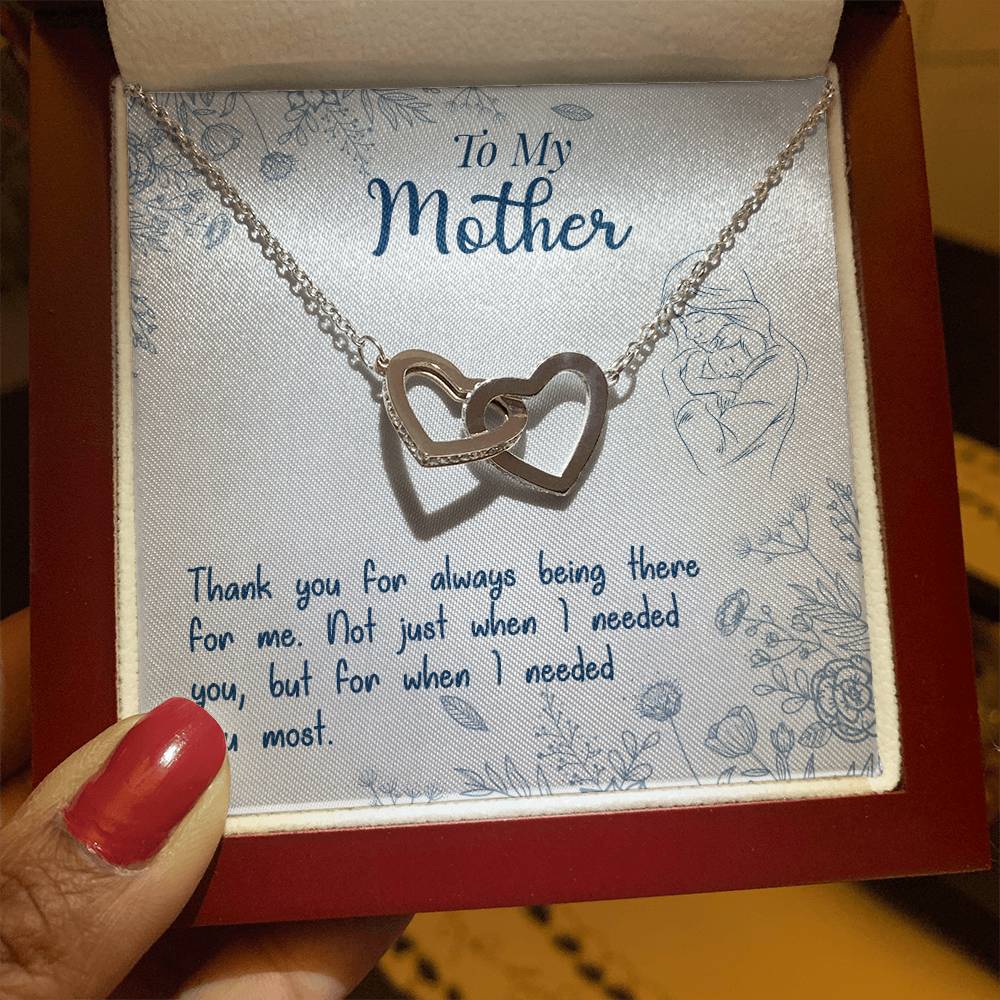 To My Mother - Thank You For Always Being There For Me Interlocking Hearts Necklace