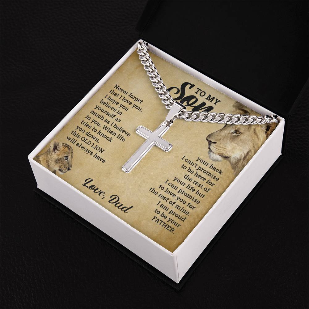 To My Son - Love Dad  Never Forget That I love You I Hope You Believe In Yourself As Much As I Believe In You - Cuban Chain Cross Necklace