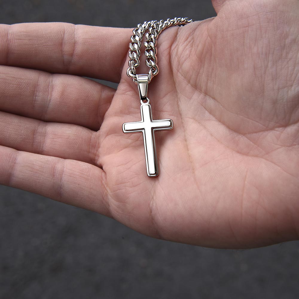 To My Son - Love Dad  Never Forget That I love You I Hope You Believe In Yourself As Much As I Believe In You - Cuban Chain Cross Necklace